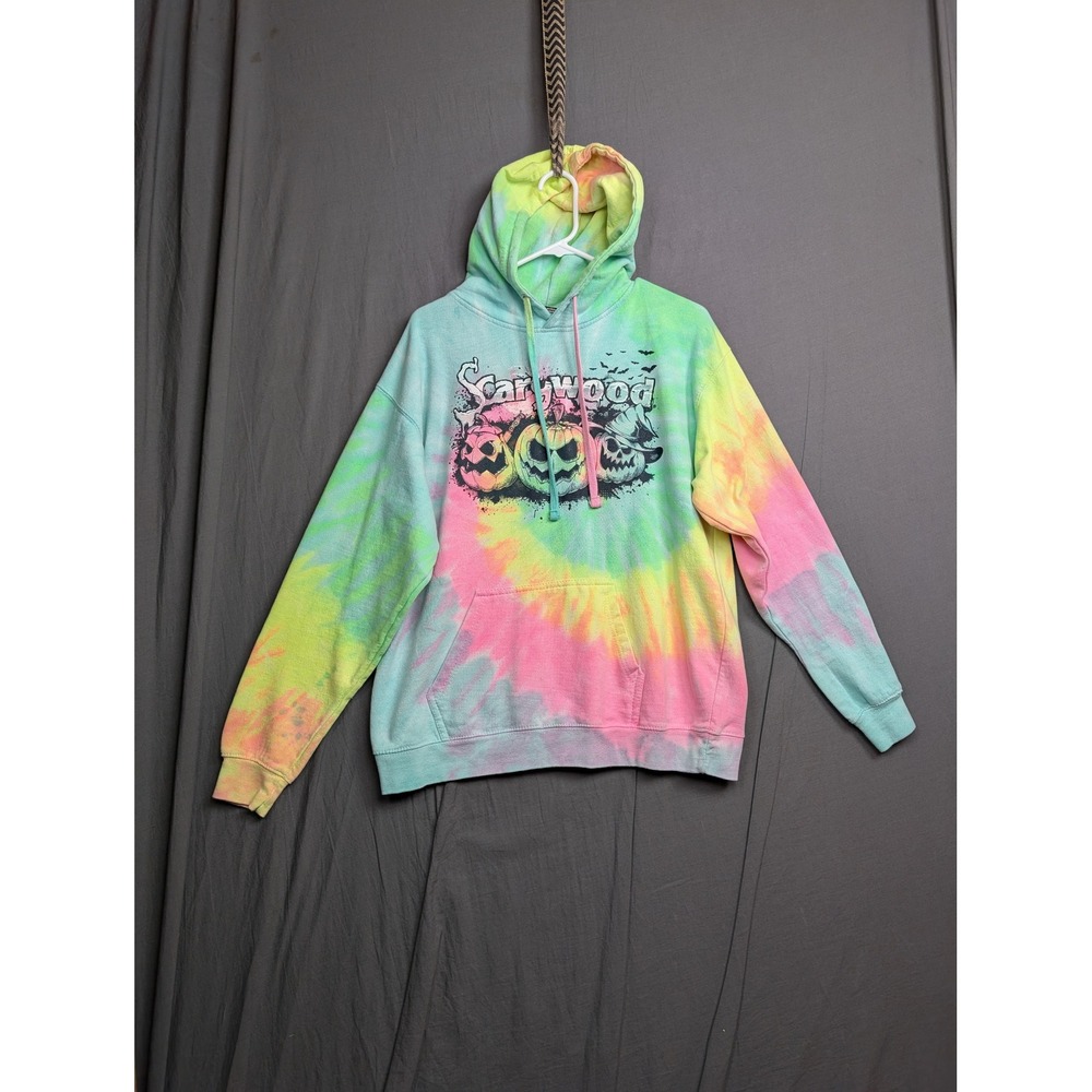 Cromer Resortwear‎ Scarywood Halloween Tie Dye Hoodie Mens Large Pastel Pumpkins
